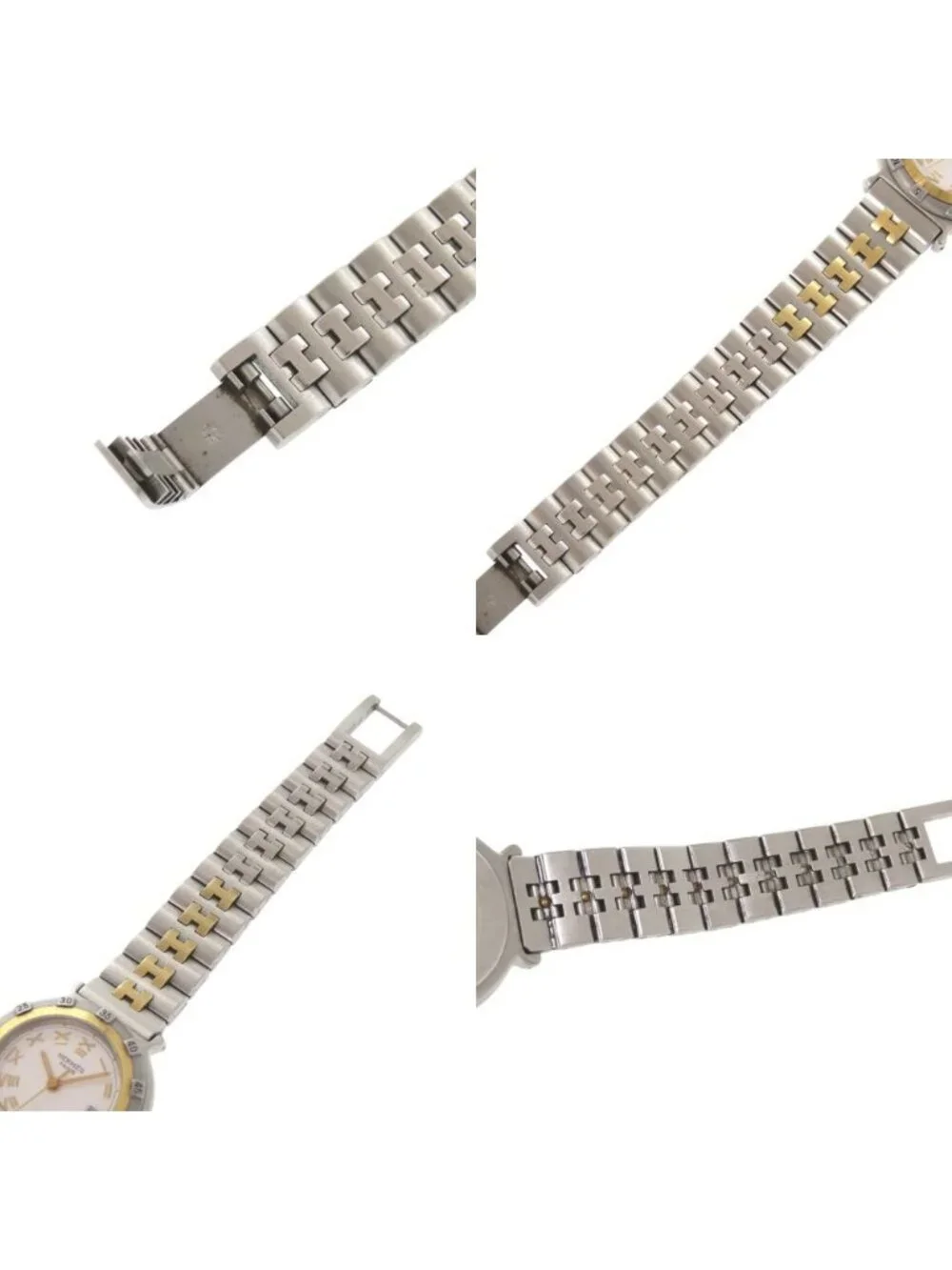 Hermes Captain Nemo SS White Silver Gold Quartz Watch Dial